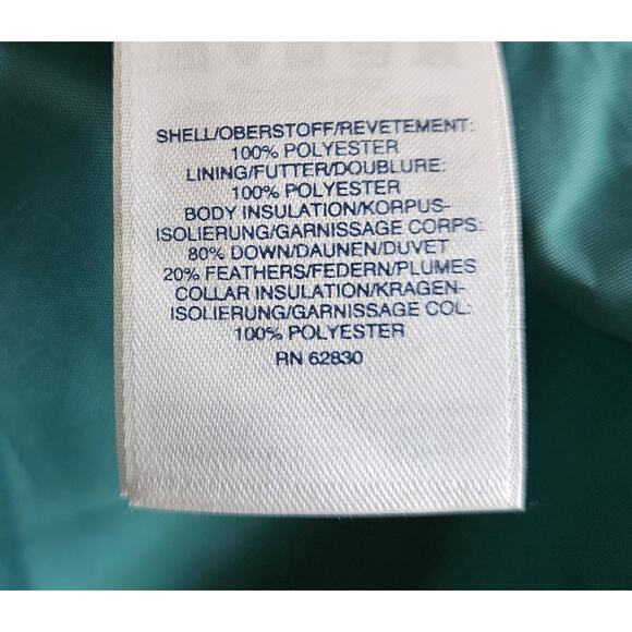 LANDS END Women's Petite 18 18P Down Puffer Vest Green White Gorpcore Bust 44" - Picture 8 of 8